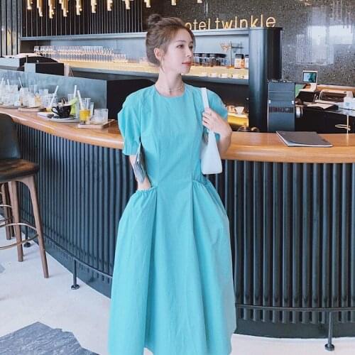 Retro Puff Sleeve White Dress Female 2021 Summer New Style French Slim Design Mid-Length Dress Fashion Elegant Women Robes zh876