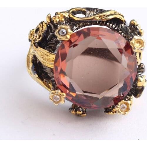 Round Cut Flower Sultanite Womens Gold Plated Silver Ring, Woman 925 Silver Sultanite Handmade Ring, Colorchancing Sultanite