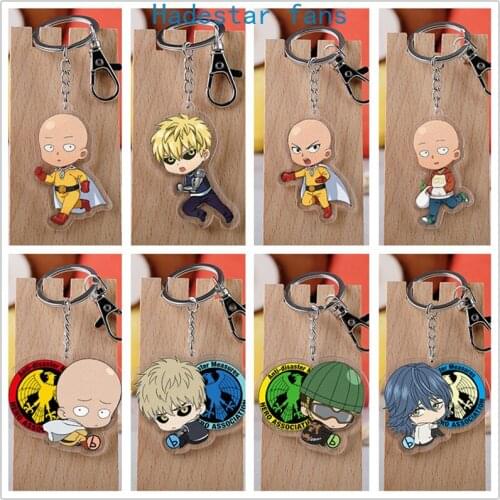 10 pcs/lot Anime One Punch Man Acrylic Keychain Toy Figure Saitama Bag Pendant Double sided keyring Gifts