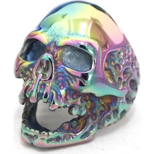 2017 Popular Biker Skull Ring 316L Stainless Steel Men Boys 5 Colors Cool Man Ghost Skull Ghost Biker Ring