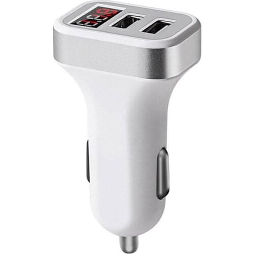 5V 2.1A Port USB Car Charger with LED Screen Smart Phones Charger Adapter