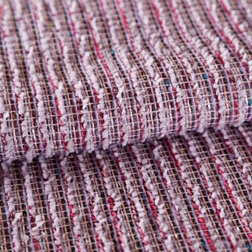 50x145cm France Purple Stripe Ribbon Dyed Braided Tweed Fabric For Woman Autumn Jacket Dress Suits Coat DIY Sewing Material