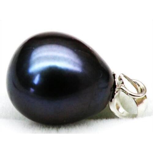 AAA 10x12mm Drop Peacock Black Tahitian Pearl necklace Pendant