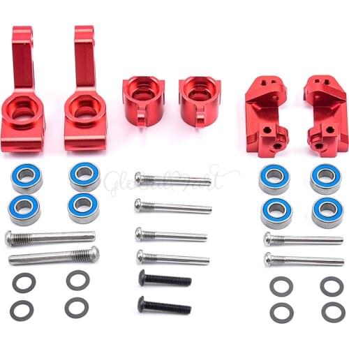 Aluminum Front Caster Block & Steering Blocks Rear Stub Axle Carriers Upgrade Parts for 1/10 Traxxas 2WD Slash Stampede Rustler