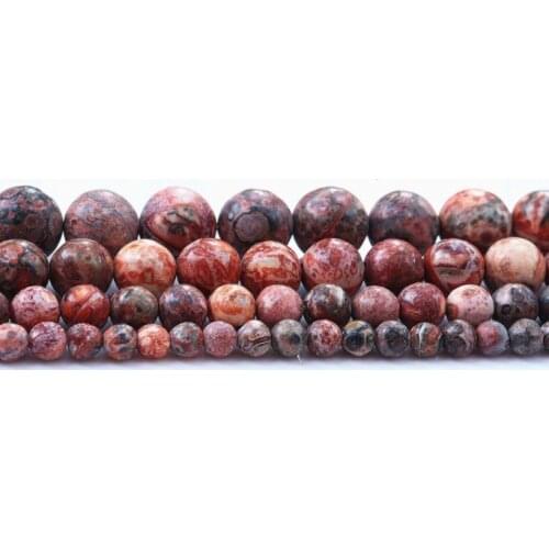 Free Shipping Natural Stone Red Leopard Skin Round Loose Beads 15" Strand 4 6 8 10 12 14MM Pick Size For Jewelry Making fdxg4s