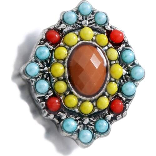 Hot sale beauty fashion rhombus beads 20MM snap buttons fit snap bracelet snap jewelry wholesale KZ2019