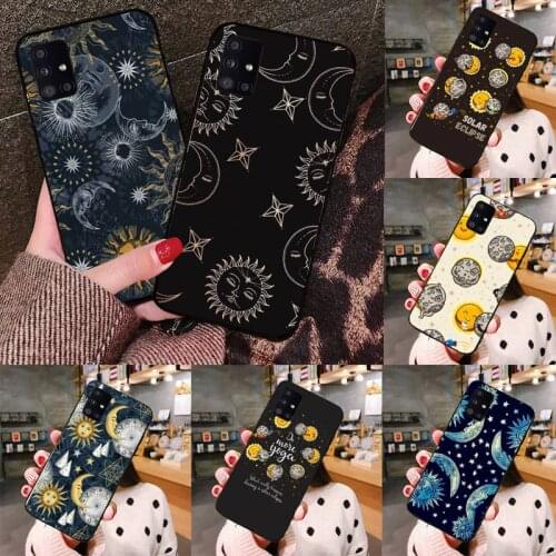 Funny Sun Moon Phone Case black For Samsung galaxy S 21 20 10 8 A 51 71 50 21s 70 40 20 20e note 10 plus Ultra 5g fe