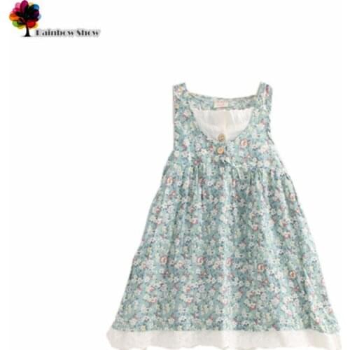 Cielblue Brand Summer Classical Female Child Flowers Cotton Girl Dress Lace Flounce Children Clothing