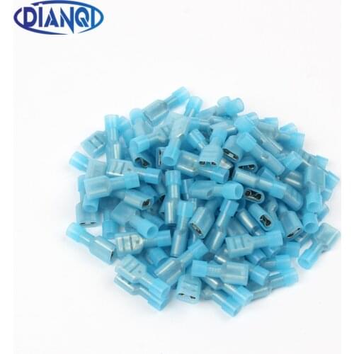 DIANQI FDFN2-250 FDFN2.5-250 NYLON brass Female Insulated Spade joint Cable Wire Connector 100PCS suit 1.5-2.5mm2 16-14AWG FDFN