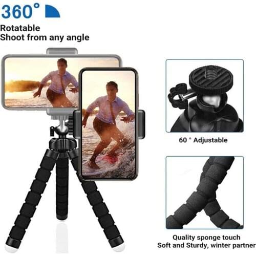 Mini Flexible Sponge Octopus Tripod for iPhone for Samsung Xiaomi Huawei Mobile Phone Smartphone Tripod for Gopro 9 8 7 Camera