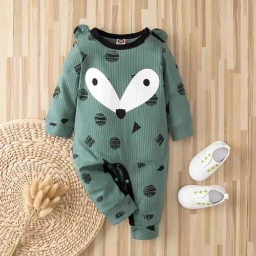 Cotton Baby Rompers Cartoon Printed Newborn Infant Baby Boys Girls Climbing Clothes Long sleeve Jumpsuit Kid Clothing