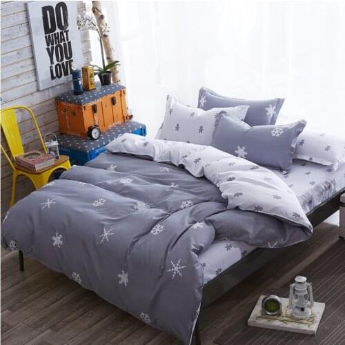Bedclothes Grey Bedding Set Snowflake Duvet Cover Set 100% Cotton Bed Sheets And Pillowcases Bedclothes Bed Set King Size RE65