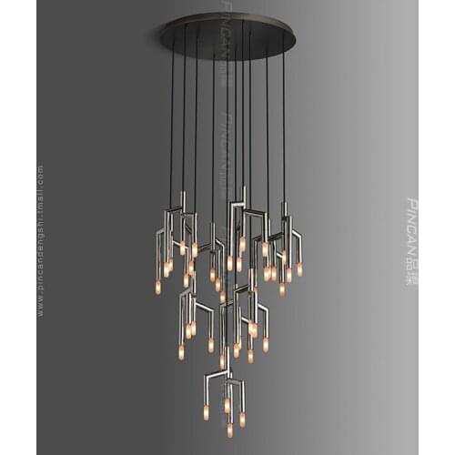 New chandelier post modern light luxury villa staircase restaurant bar decoration tree branch living room lamps