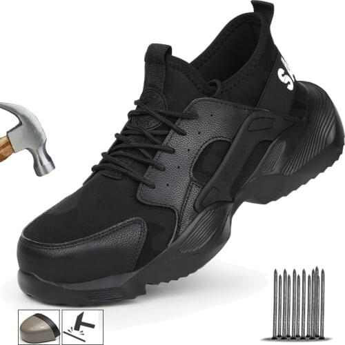 Summer Breathable Work Shoes Safety Men Boots Indestructible Safety Shoes Work Boots With Steel Toe Cap Puncture-Proof Sneakers
