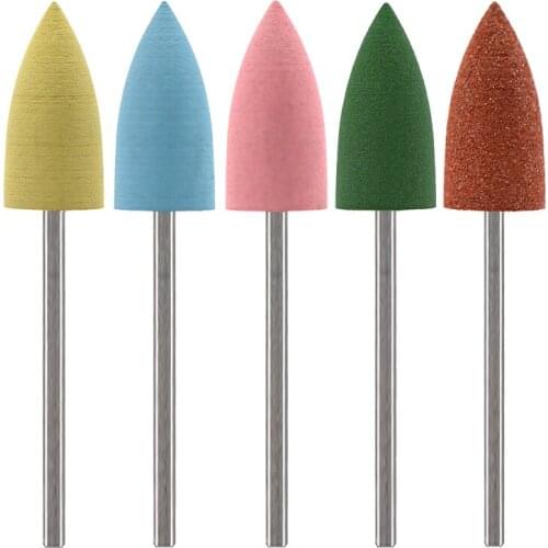 MAOHANG 5PCS/Lot Super Nail Rubber Silicone Polisher Drill Bit Milling Cutter For Electric Manicure Machine Grid Accessory