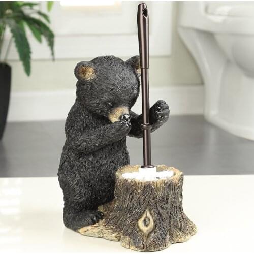European Creative Toilet Brush Set Soft Wool Rack Base Long Handle Toilet Brush Cute Bear Toilet Brush Set Fashion scrub set