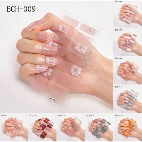 14 Tips Nail Stickers with All Kinds of Flowers Nail Cover Full Nail Polish Stickers DIY Self-adhesive Nail Polish Decoration