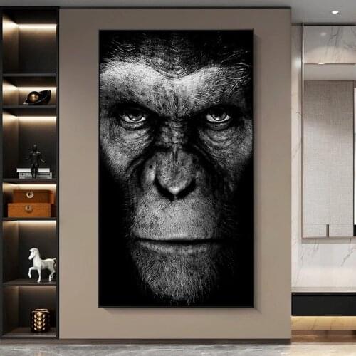 Nordic Animals Picture Modern Black Gorilla Painting on Canvas Wall Art Posters and Prints for Living Room Home Cuadros Decor