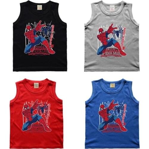 2021 Disney New Childrens Vest T-shirt Childrens Cartoon Boy Sleeveless Top Summer Clothing Kids Boy Clothes