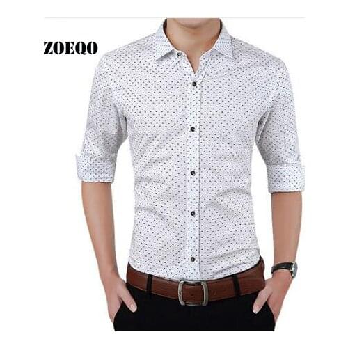 ZOEQO New Fashion Brand Clothes Slim Fit Long Sleeve Shirt Men Polka Dot Casual Shirts Mens Social camisa mascuPlus Size M-5XL