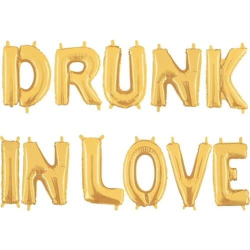DRUNK IN LOVE Bachelorette, Wedding, Bridal Shower Party Balloon Letter Decorations. 16 Inch Balloons Bridal Celebration Decor