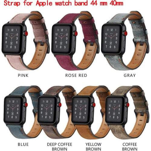Retro Cow Leather correa Strap for Apple watch band 44 mm 40mm iWatch 42mm 38mm wristband bracelet for series 6 5 4 3 38/42 44mm