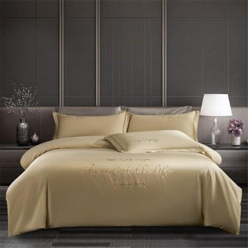Luxurious Egyptian Cotton Bedding Set, Pure Color Duvet Cover Set, Large King Size, Simple Life and Exclusive Quality