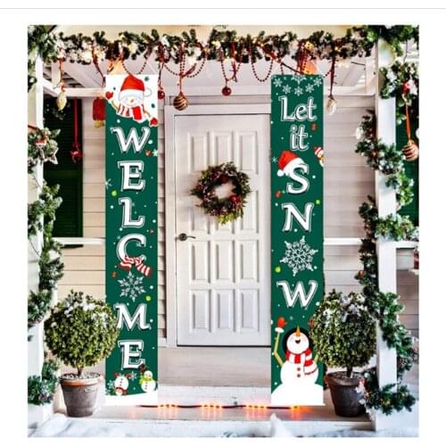 Christmas Door Couplet New Year Decorations Fabrics Couplet Lattice Door Curtain Pull Flag Christmas Home Hanging Ornament Fw39