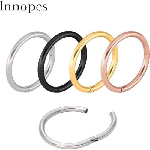 Innopes Hinged Septum Clicker Segment Nose Ring Lip Ear Cartilage Daith Body Piercing Jewelry 10G 12G 14G 316l Surgical Steel