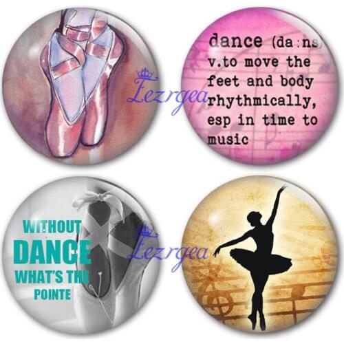 Ballet dancer glass cabochon, Round photo Ballet glass cabochon demo flat back Making findings. DIY supplies
