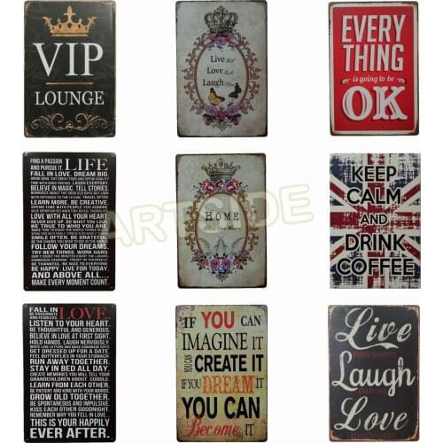 Vintage Retro Home Decoration Metal Signs Live Laugh Love Art Decor Tin Sign Posters For Home