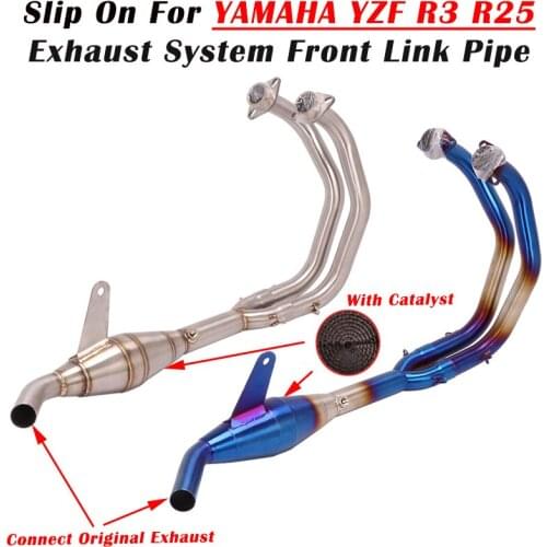 Slip On For YAMAHA YZF R25 R3 Motorcycle Exhaust System Pipe Escape Front Link Pipe Catalyst Connect Original Muffler Exhaust