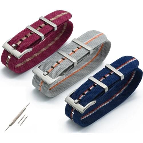 Premium-Grade Nylon French Troops Parachute Bag New Nato Elastic Belt Watchband Military Wristwatch 20mm 22mm