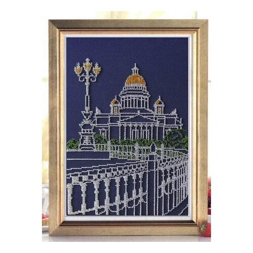 Top Quality lovely beautiful counted cross stitch kit Saint-Petersburg Saint Petersburgwhite castle city old building monochrome