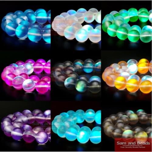 Top Quality Austria Crystal Synthesis Glitter Moon Stone Beads For Jewelry Making DIY Bracelet Necklace 6/8/10/12 mm Strand 15