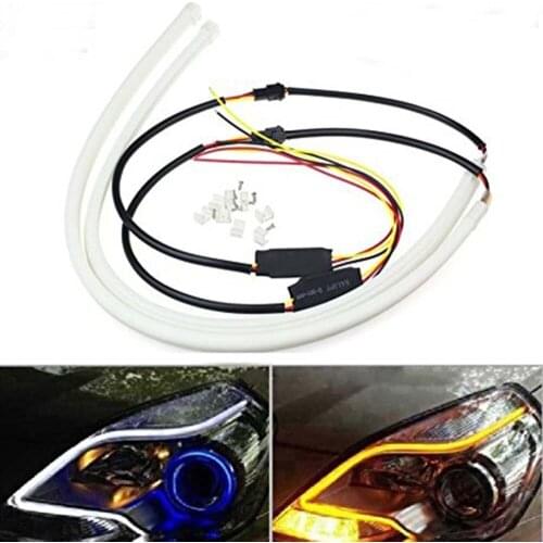 Yushuangyi 2X 85cm Switchback White+Amber LED Strips Flexible Tube DRL Light