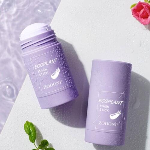 Green Mask Stick Green Tea Mud Mask Oil Control Eggplant Acne Clearing Solid Mask Cleansing Mask Blackhead Fine Pores Mask TSLM1