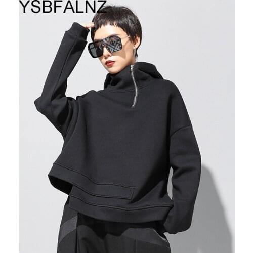 Loose Fit Asymmetrical Oversized Sweatshirt Hooded Short Long Sleeve Women Plus Size Fashion Tide Spring Autumn 2021 Clothing