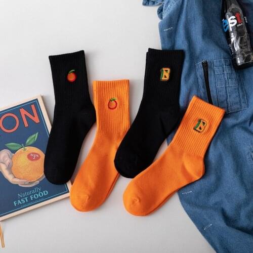 New Korean Embroidery Letter Women Socks Autumn Winter Web Celebrity Hot Style Ins Cute Tide Socks Cotton Pure Color 386