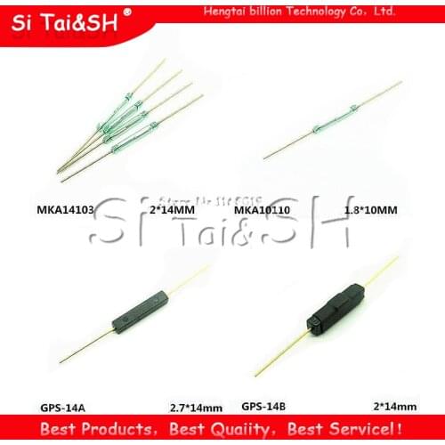 10pcs Reed Switch Plastic MKA14103 MKA10110 GPS-14B GPS-14A 2*14MM Anti-Vibration Damage Magnetic Switch NC Normally Closed