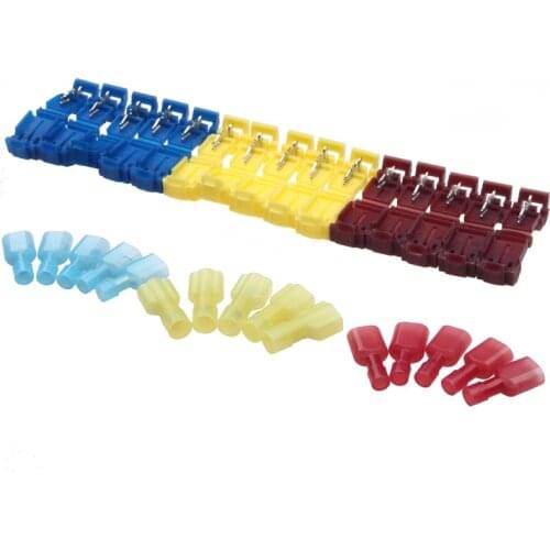 10Pcs Scotch Lock Quick Splice Terminals Combo T-Tap/Male Red Blue Yellow Insulated Wire Connectors 22-10 AWG