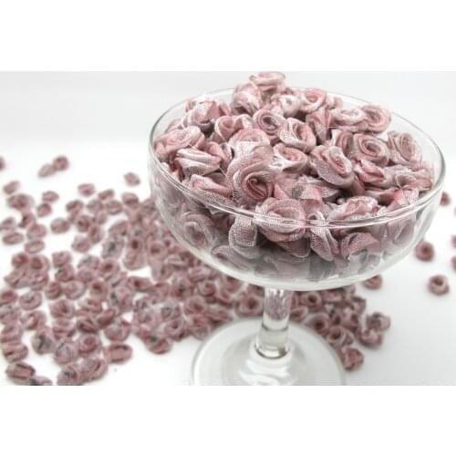 100 Pieces Purple Chiffon Rose Flower Buds|Ombre Color|Flower Applique|Fabric Flower|Baby Doll|Craft Bow|Accessories