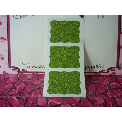 4.6x3.5cm Green Glitter Ornate Frame Stickers