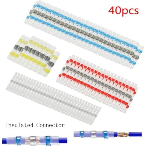 40pcs Waterproof Eco-Friendly Heat-Shrinkable Fast Solder Ring Terminal Block Intermediate Joint Household Electrical Accessory