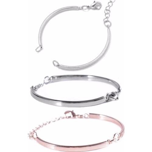 5pc Ajustable Curved Metal Connector Blank Bangles Tail Chain Link DIY Jewelry Findings Charms Bracelet for Women Men Love