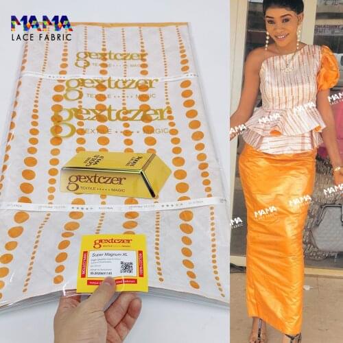 5 Yards African Lace Fabric 2021 High Quality Bazin Riche Nigerian Printed Embroidery 100% Cotton DIY For Wedding Dresse