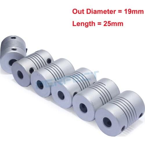 D19*L25 Aluminium flexible Jaw Shaft Coupling 6.35mm 8mm 10mm Stepper Motor Coupler Encoders Engraving Machine