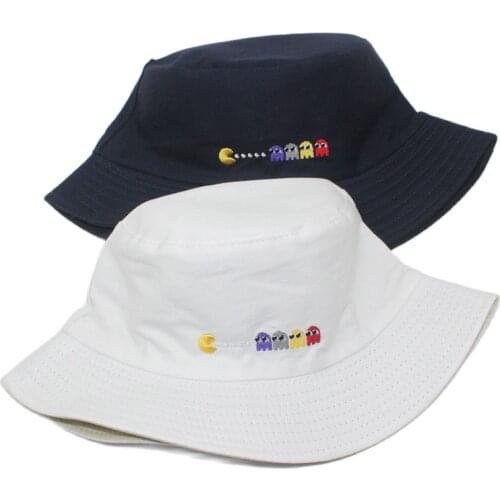 Childhood Memory Cartoon Embroidery Bucket Hat Men Women Travel Seaside Street Beach Fishermans Hat Sunscreen Panama Cap F8