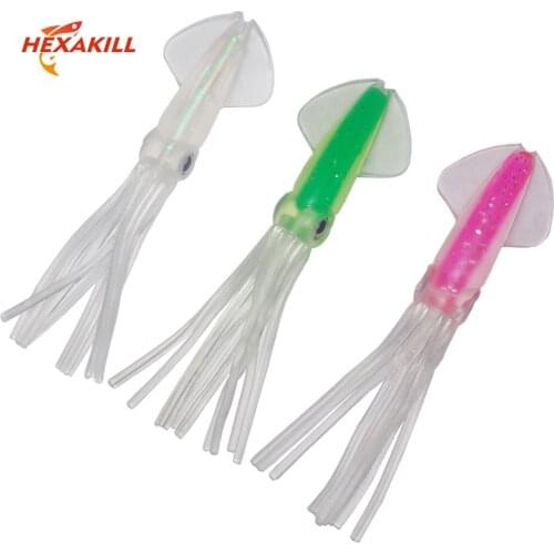 Hexakill 3D big eyes squid soft bait 10cm 6g imitative octopus bait boat fishing tuna bait Artificial Baits For Sea Fishing