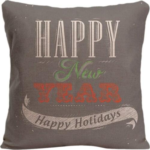 Cotton Linen Happy New Year Throw Pillow Case Decorative Cushion Cover Pillowcase Customize Gift By Lvsure For Car Sofa Seat